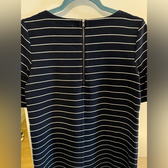LOFT Short Bell Sleeve Navy Blue and White Striped Dress - Picture 3 of 3